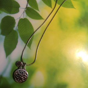 Brighton silver 3D round drop pendant with celtic cut outs NWOT